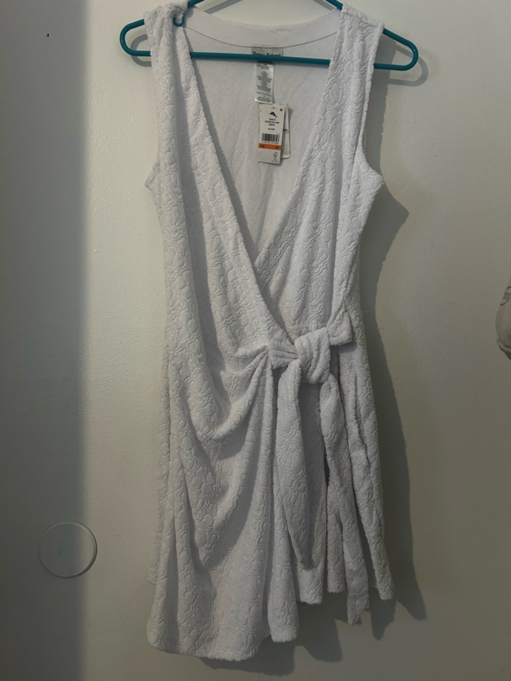 Tommy Bahama White Textured Sleeveless Wrap Romper